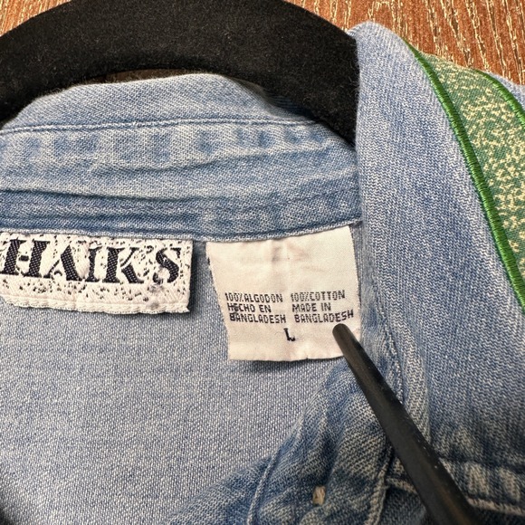 Vtg 80 Denim Embroidered Patch Women Shirt Birdhouse Sunflower Butterfly Relaxed - Picture 5 of 8